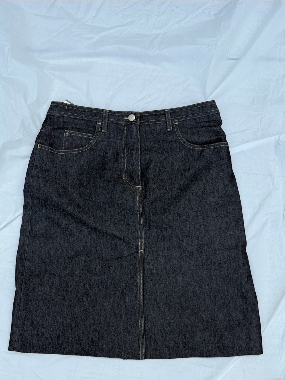 Vintage Women's Black Denim A-Line Skirt
